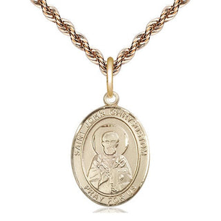 14kt Gold Filled Saint John Chrysostom Medal Religious Jewelry Engraved Catholic Saint Jewelry