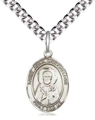 Pewter Saint John Chrysostom Medal Religious Jewelry Engraved Catholic Saint Jewelry