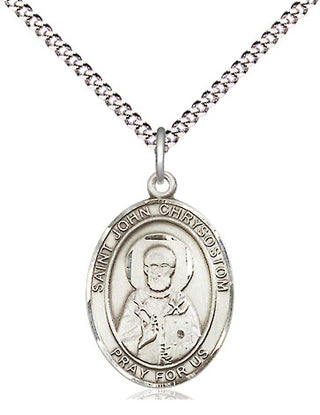 Sterling Silver Saint John Chrysostom Medal Religious Jewelry Engraved Catholic Saint Jewelry