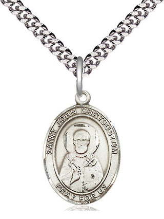 Sterling Silver Saint John Chrysostom Medal Religious Jewelry Engraved Catholic Saint Jewelry