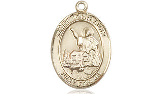 14kt Gold Saint John Licci Medal Engraved Catholic Saint Jewelry