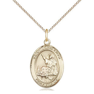 14kt Gold Saint John Licci Medal Engraved Catholic Saint Jewelry