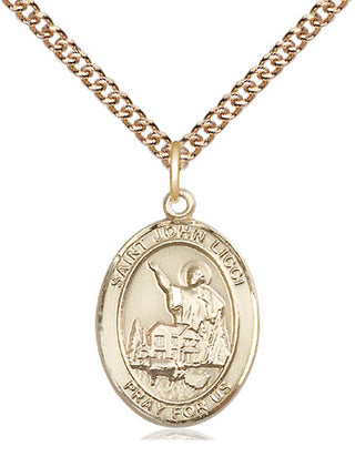 14kt Gold Saint John Licci Medal Engraved Catholic Saint Jewelry