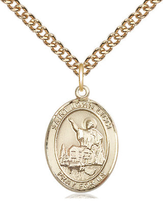14kt Gold Saint John Licci Medal Engraved Catholic Saint Jewelry