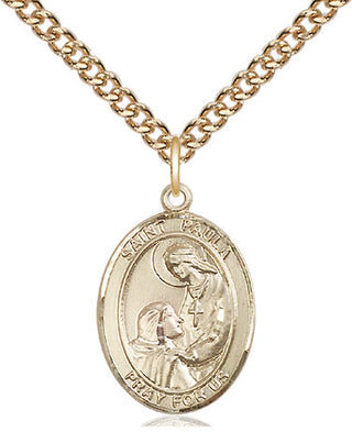 14kt Gold Filled Saint Paula Medal Religious Jewelry Engraved Catholic Saint Jewelry