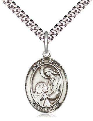 Pewter Saint Paula Medal Religious Jewelry Engraved Catholic Saint Jewelry