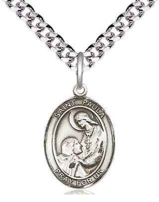 Pewter Saint Paula Medal Religious Jewelry Engraved Catholic Saint Jewelry