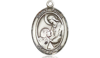 Sterling Silver Saint Paula Medal Religious Jewelry Engraved Catholic Saint Jewelry
