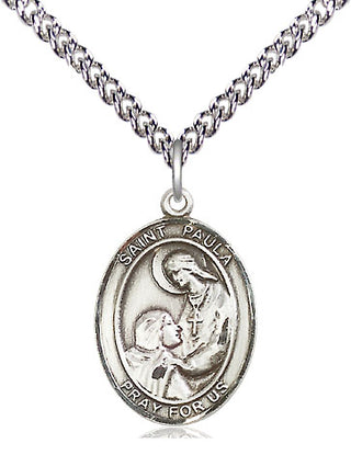 Sterling Silver Saint Paula Medal Religious Jewelry Engraved Catholic Saint Jewelry