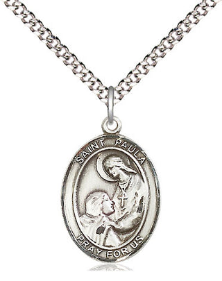 Sterling Silver Saint Paula Medal Religious Jewelry Engraved Catholic Saint Jewelry
