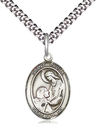 Sterling Silver Saint Paula Medal Religious Jewelry Engraved Catholic Saint Jewelry