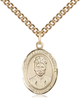 14kt Gold Filled Saint Josephine Bakhita Medal Religious Jewelry Engraved Catholic Saint Jewelry