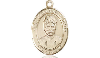 14kt Gold Saint Josephine Bakhita Medal Engraved Catholic Saint Jewelry