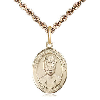 14kt Gold Saint Josephine Bakhita Medal Engraved Catholic Saint Jewelry