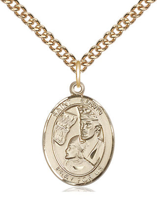 14kt Gold Filled Saint Edwin Medal Religious Jewelry Engraved Catholic Saint Jewelry