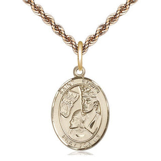 14kt Gold Filled Saint Edwin Medal Religious Jewelry Engraved Catholic Saint Jewelry