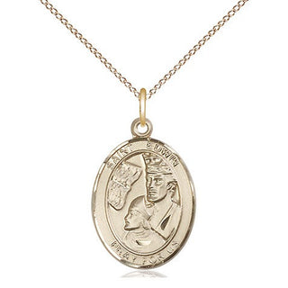 14kt Gold Saint Edwin Medal Engraved Catholic Saint Jewelry