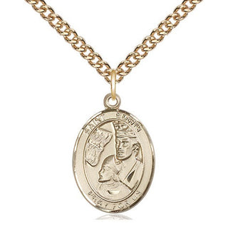 14kt Gold Saint Edwin Medal Engraved Catholic Saint Jewelry