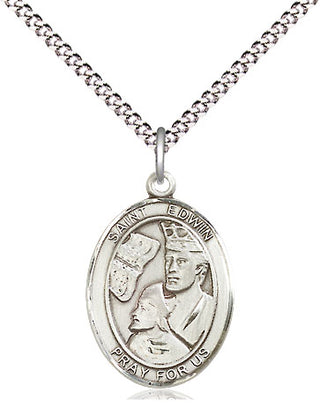 Pewter Saint Edwin Medal Religious Jewelry Engraved Catholic Saint Jewelry