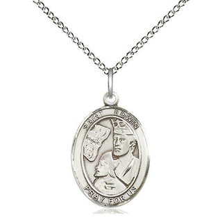 Sterling Silver Saint Edwin Medal Religious Jewelry Engraved Catholic Saint Jewelry