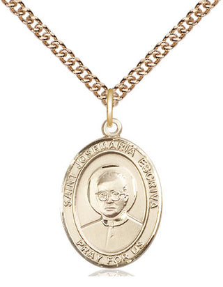 14kt Gold Saint Josemaria Escriva Medal Engraved Catholic Saint Jewelry