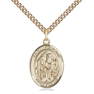 14kt Gold Saint Polycarp of Smyrna Medal Engraved Catholic Saint Jewelry