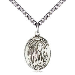 Sterling Silver Saint Polycarp of Smyrna Medal Religious Jewelry Engraved Catholic Saint Jewelry