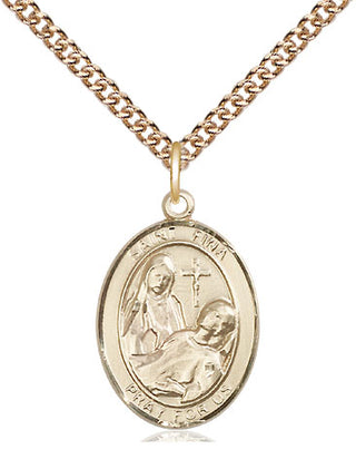 14kt Gold Filled Saint Fina Medal Religious Jewelry Engraved Catholic Saint Jewelry