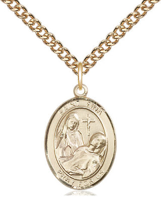14kt Gold Filled Saint Fina Medal Religious Jewelry Engraved Catholic Saint Jewelry