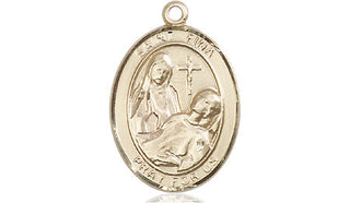 14kt Gold Saint Fina Medal Engraved Catholic Saint Jewelry