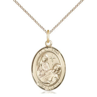 14kt Gold Saint Fina Medal Engraved Catholic Saint Jewelry
