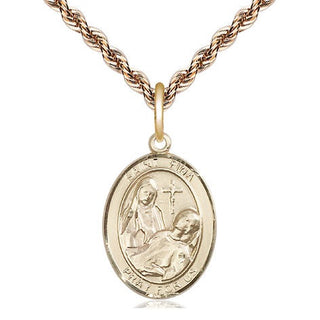 14kt Gold Saint Fina Medal Engraved Catholic Saint Jewelry