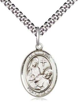 Sterling Silver Saint Fina Medal Religious Jewelry Engraved Catholic Saint Jewelry