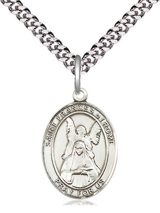 Sterling Silver Saint Frances of Rome Medal Religious Jewelry Engraved Catholic Saint Jewelry