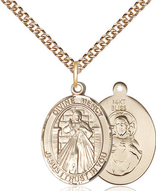 14kt Gold Divine Mercy Medal