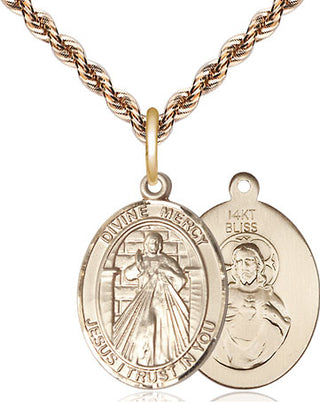 14kt Gold Divine Mercy Medal