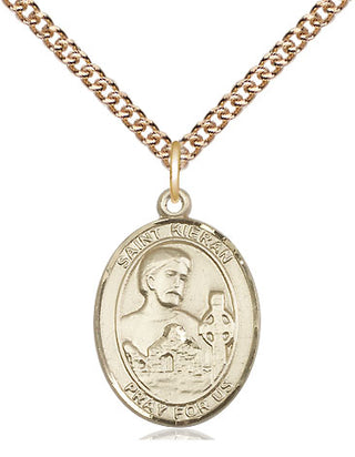 14kt Gold Filled Saint Kieran Medal Religious Jewelry Engraved Catholic Saint Jewelry