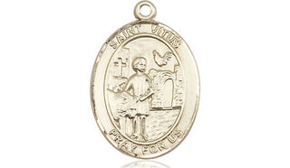 14kt Gold Saint Vitus Medal Engraved Catholic Saint Jewelry