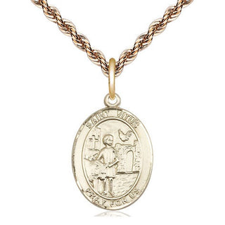 14kt Gold Saint Vitus Medal Engraved Catholic Saint Jewelry