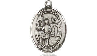 Sterling Silver Saint Vitus Medal Religious Jewelry Engraved Catholic Saint Jewelry