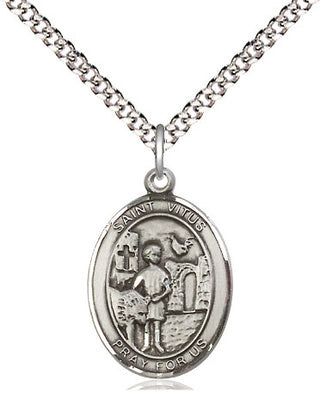 Sterling Silver Saint Vitus Medal Religious Jewelry Engraved Catholic Saint Jewelry