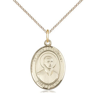 14kt Gold Saint John Berchmans Medal Engraved Catholic Saint Jewelry