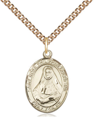 14kt Gold Saint Rose Philippine Medal Engraved Catholic Saint Jewelry
