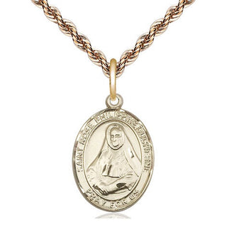 14kt Gold Saint Rose Philippine Medal Engraved Catholic Saint Jewelry