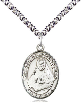 Sterling Silver Saint Rose Philippine Medal Religious Jewelry Engraved Catholic Saint Jewelry