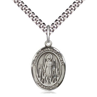 Pewter Saint Juliana Medal Religious Jewelry Engraved Catholic Saint Jewelry