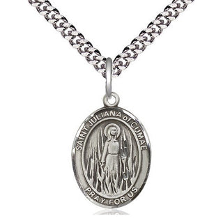 Pewter Saint Juliana Medal Religious Jewelry Engraved Catholic Saint Jewelry