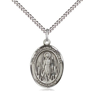 Sterling Silver Saint Juliana Medal Religious Jewelry Engraved Catholic Saint Jewelry