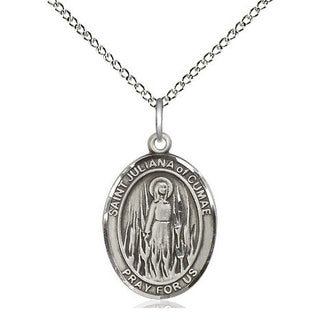 Sterling Silver Saint Juliana Medal Religious Jewelry Engraved Catholic Saint Jewelry