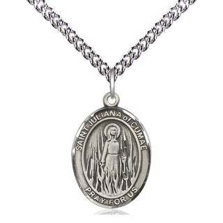 Sterling Silver Saint Juliana Medal Religious Jewelry Engraved Catholic Saint Jewelry